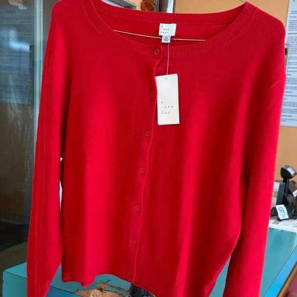 A New Day Women's Vibrant Red Cardigan - Picture 2 of 2